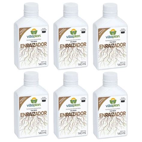 Kit 6 Fertilizante Enraizador Líquido 140 ml Concentrado Para Rega De