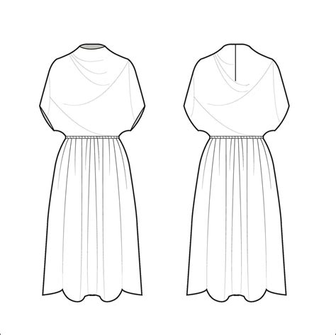 Ladies Long Dress Maxi Dress Flat Sketch 25765578 Vector Art At Vecteezy