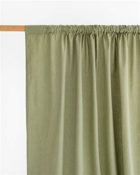 Rod Pocket Linen Cotton Curtain Panel In Sage Magiclinen Magiclinen