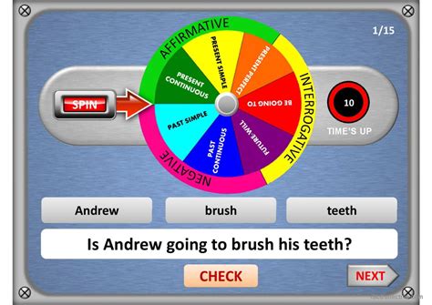 VERB TENSES WHEEL general readin Español ELE powerpoints