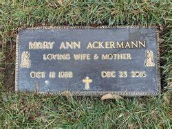 Mary Ann Hennessy Ackermann Find A Grave Memorial