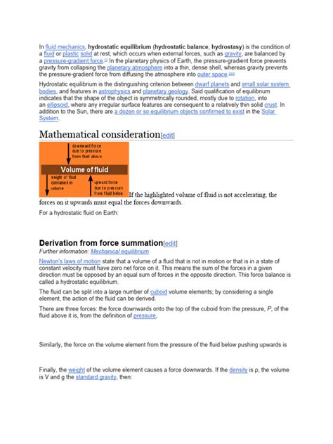 Hydrostatic Equilibrium Notes | PDF