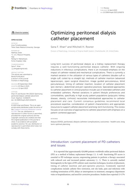 (PDF) Optimizing peritoneal dialysis catheter placement