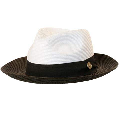 Two Tone Straw Fedora By Bruno Capelo Levine Hat Co