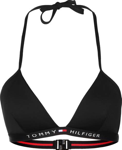 Tommy Hilfiger Fixed Triangle Logo Swim Bikini Top PVH Black Amazon