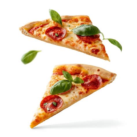 Premium Photo Pizza Slices Flying Isolated On White Background