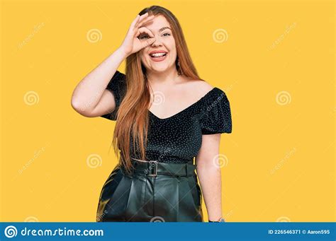 Young Beautiful Redhead Woman Wearing Elegant Clothes Doing Ok Gesture