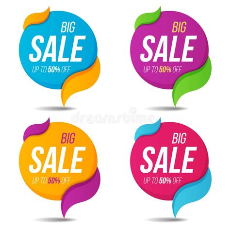 Collection Of Sale Labels Price Tags Banners Stickers Badges Stock