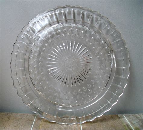 Vintage Cake Plate Anchor Hocking Crystal Bubble Pattern