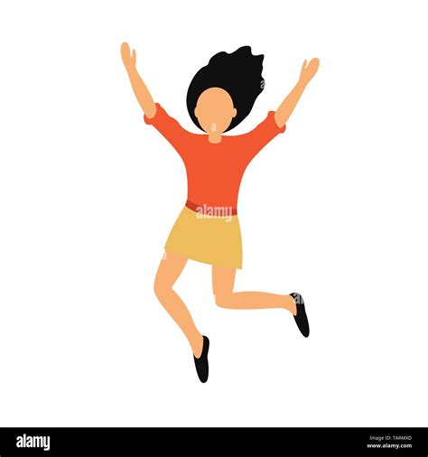 Happy Young Lady Jumps Joy Stock Vector Images Alamy