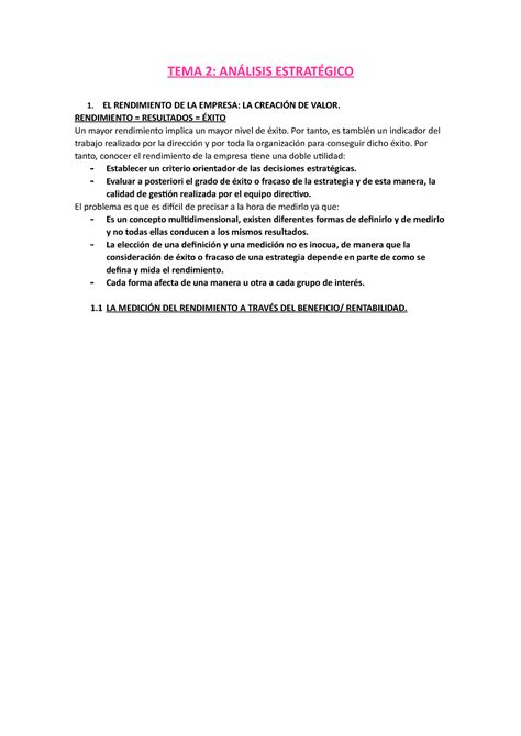 Tema 2 DEPE Apuntes 2 TEMA 2 ANÁLISIS ESTRATÉGICO 1 EL