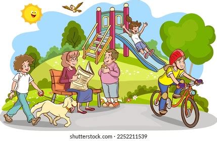 Vector Illustration Happy Kids Playing Playground Stock Vector (Royalty Free) 2252211539 ...