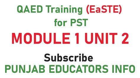 Qaed Training Easte For Pst Module Unit Answer Key Complete