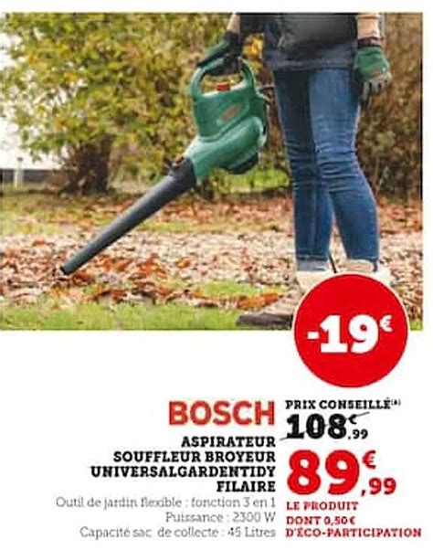 Promo Bosch Aspirateur Souffleur Broyeur Universalgardentidy Filaire