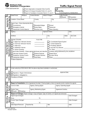 Fillable Online Wsdot Wa DOT Form 242 014 Traffic Signal Permit Fax