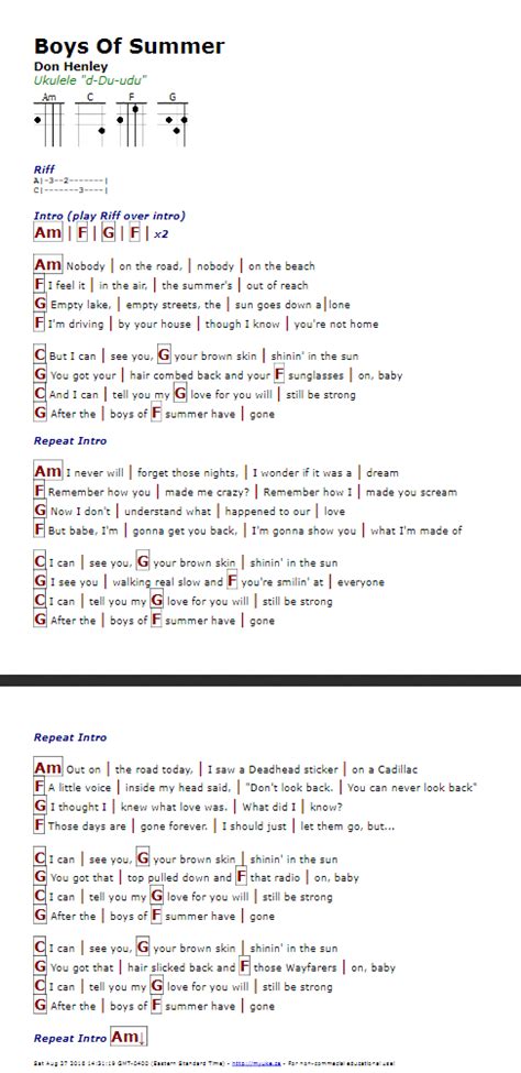 Boys Of Summer Guitar Chords