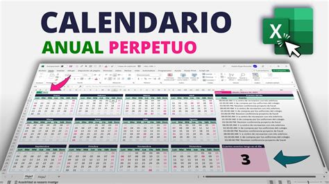 Calendario Anual Perpetuo En Excel Automatizado Con Eventos Youtube