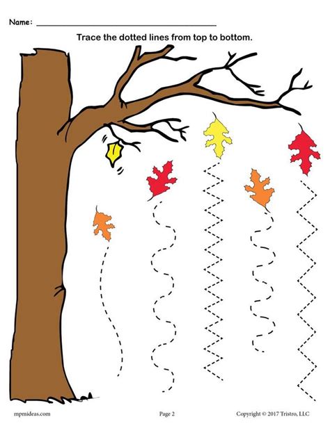 Printable Fall Line Tracing Worksheets Fall Preschool Activities