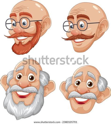 Vector Cartoon Illustration Bald Man Glasses Stock Vector (Royalty Free ...