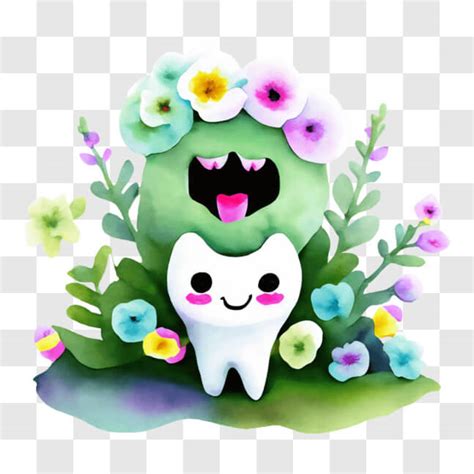 Baixe Dente De Desenho Animado Flores E Plantas Png Creative Fabrica