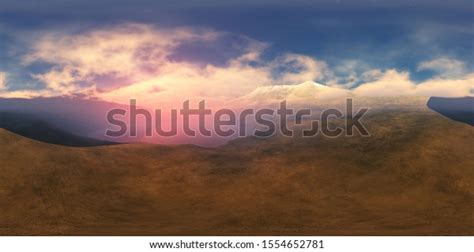 Sunset Mountains Hdri Environment Map Round Stock Illustration ...