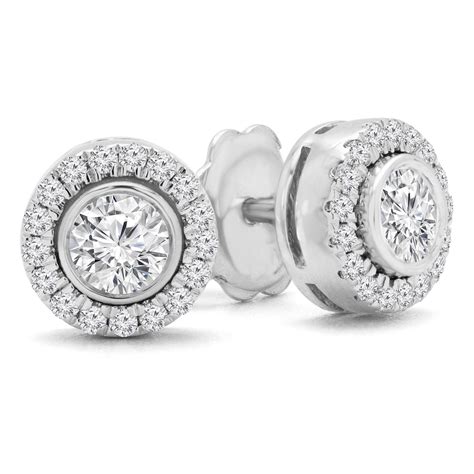 Round Cut Diamond Multi Stone Bezel Set Halo Vintage Stud Earrings With