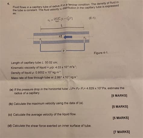 Solved Fluid Flows In A Capillary Tube Of Radius R In A Chegg