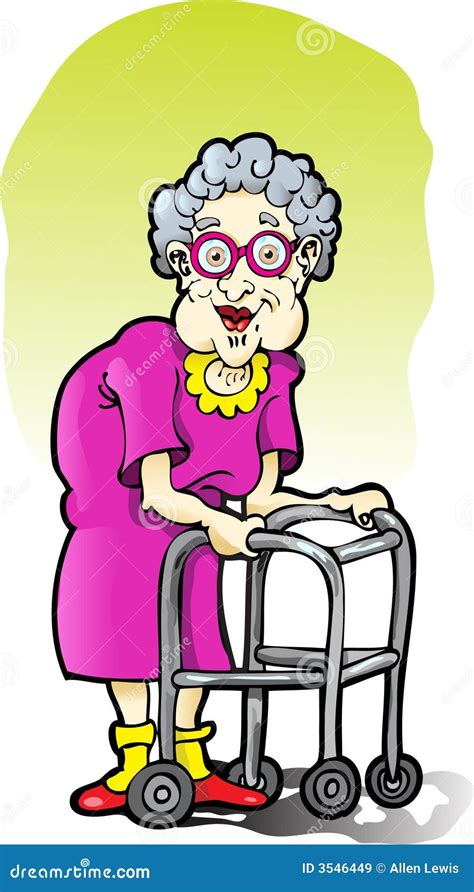 Elderly Woman With A Walker Stock Vector Illustration Of Shoes Aged