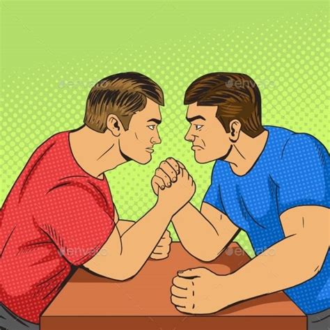 Powerful Armwrestling Competition in Pop Art Style