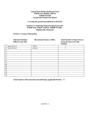 Fillable Online Annual Eeo Public File Report Form Whop Fax Email