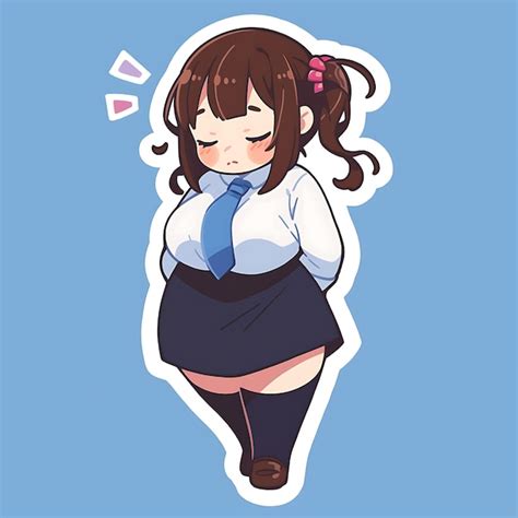 Premium Ai Image Sticker Anime Girl Cute Chubby Cartoon With Bold