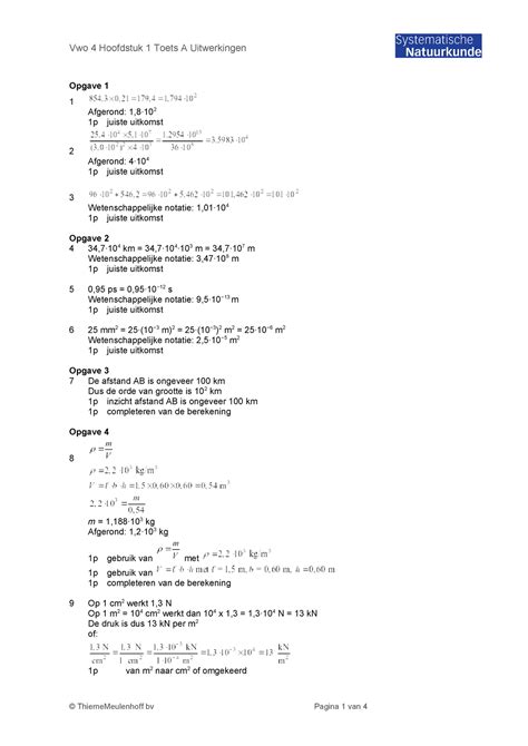 Uitwerkingen Oefentoets Systematische Natuurkunde H Opgave