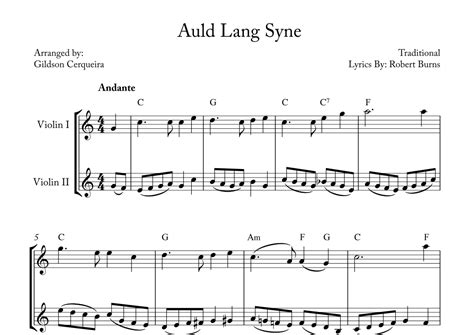 Auld Lang Syne Arr Gildson Cerqueira Sheet Music Traditional