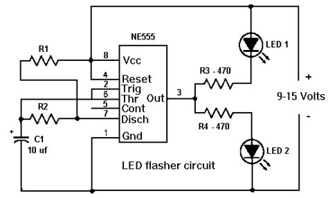 Led Flasher Circuit Using Ne555 Super Circuit Diagram