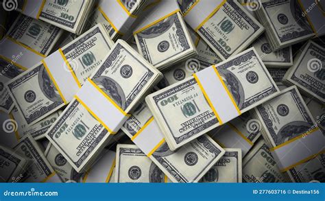 Stack of 100 Dollar Bills Background. 3D Illustration Stock ...