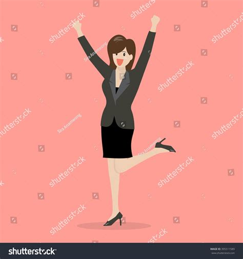 Business Woman Celebrating Success Vector Illustration Stock Vector Royalty Free 395511589