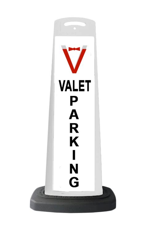 Valet White Vertical Panel With Reflective Sign V Traffic Cones For