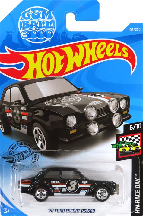 駿河屋 FORD ESCORT RS ブラックホワイト Hot Wheels HW RACE DAY FYD ホットウィールhotwheels