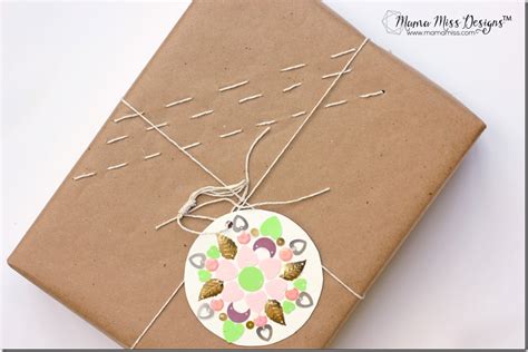 Stitched Wrapping Paper And Mandala Gift Tag