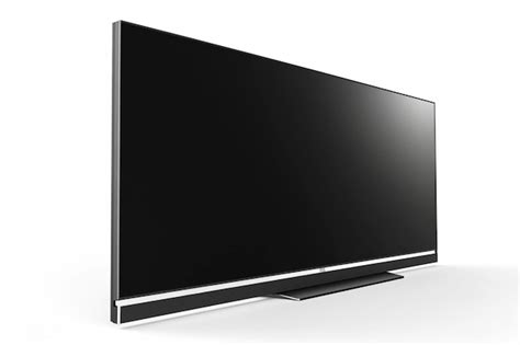 Pantalla Ancha Led Smart Tv Vista En Perspectiva Montado En La Pared