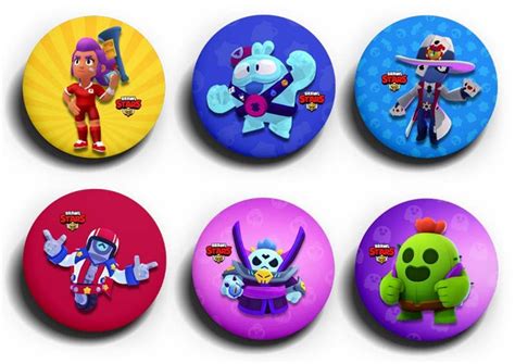 Значки BS8 "Brawl stars Браво старс (Спайк, Скуик, Шелли, тара, Сту ...