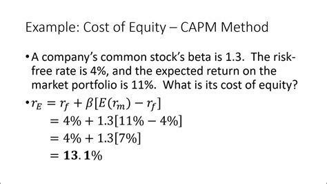 Calculating The Cost Of Equity Youtube