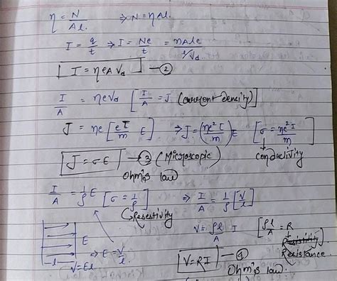 Derive The Expression Drift Velocity Of Electron In Terms Of Relaxation Time 2 And Electric