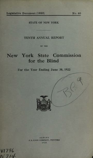 Tenth Annual Report Of The New York State Commission For The Blind For