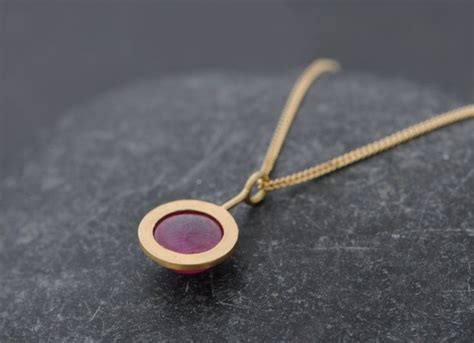 Ruby Cabochon Gold Necklace Ruby Necklace In K Gold Etsy Uk Ruby