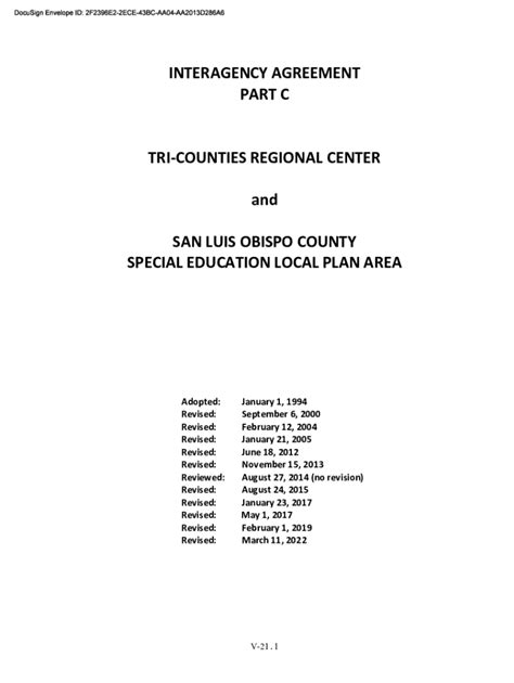 Fillable Online INTERAGENCY AGREEMENT PART C TRI COUNTIES Fax Email