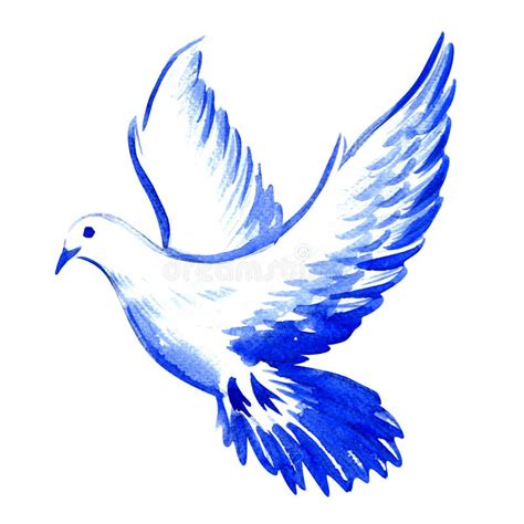 Free Flying White Dove Isolated Watercolor Illustration Stock