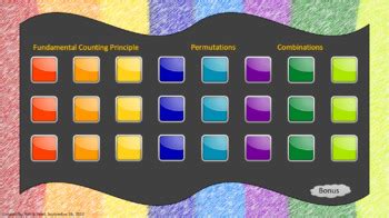 The Fundamental Counting Principle, Permutations, and Combinations Review Game