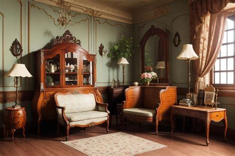 Premium AI Image | Oldfashioned room interior with antique furniture ...