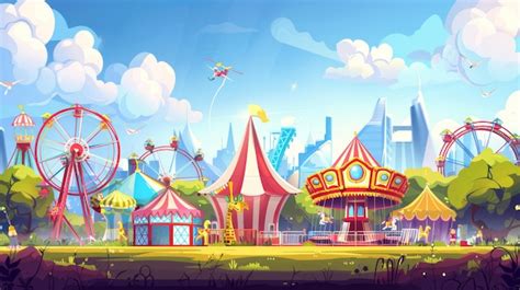 Premium Photo Various Elements Of An Amusement Park Carnival Or